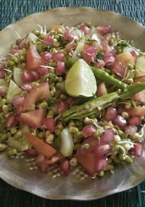A picture of Sprout moong dal salad.