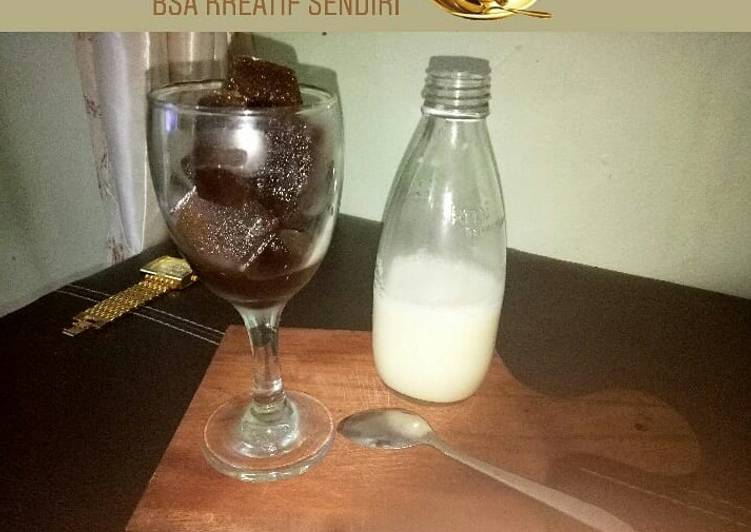 Es kopi ☕☕hitam kotak (balok) siram susu full cream