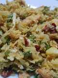 Arroz de coliflor con esparragos y setas lengua de vaca