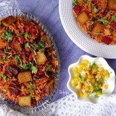A picture of Red Amaranth and Beet Pulav/Biryani:.