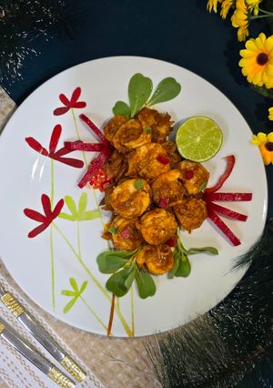 عکسی از دستور میگو به روش پخت آسیایی