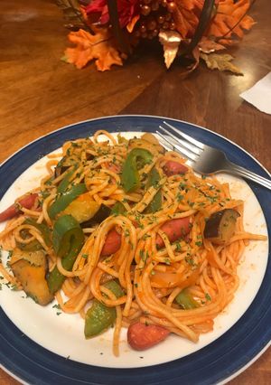 A picture of Rina’s Spaghetti Napolitano style.