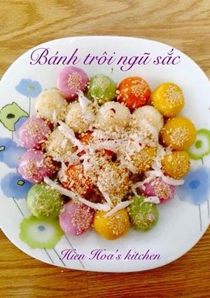 Hình của món Bánh trôi, bánh chay ngũ sắc.