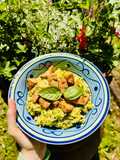 Miglio alle zucchine con tofu marinato in friggitrice ad aria