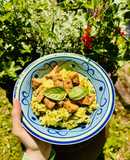 Miglio alle zucchine con tofu marinato in friggitrice ad aria