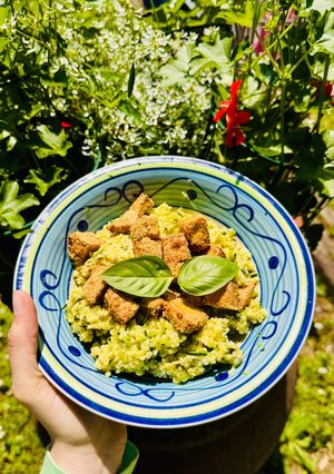 Foto di Miglio alle zucchine con tofu marinato in friggitrice ad aria