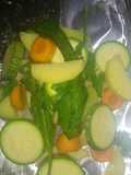 Filete empapelado con vegetales al vapor