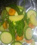 Filete empapelado con vegetales al vapor