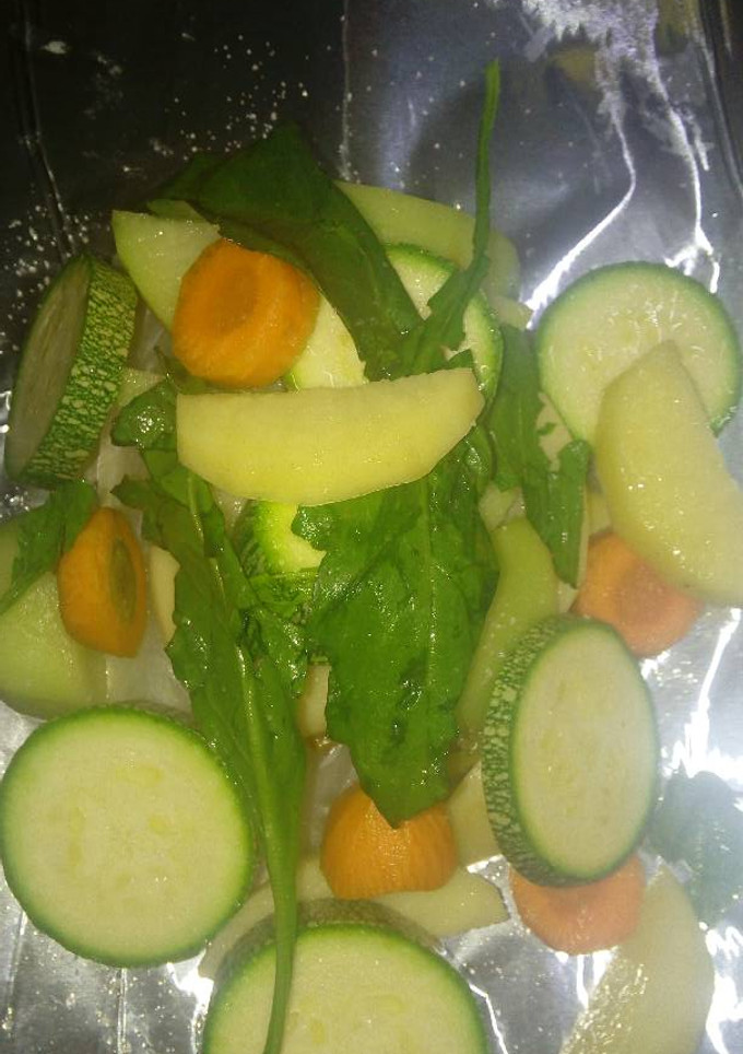 Una foto de Filete empapelado con vegetales al vapor