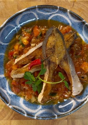 A picture of Fried Pompano W/ Fresh Tomato Fish Sauce | Cá Chiên Sốt Cà.