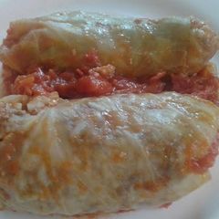 A picture of Halupkis (stuffed cabbage).