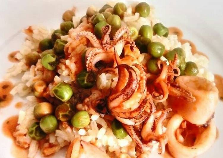 Riso con moscardini e piselli