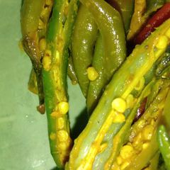 Green chilli pickle A picture of Green chilli pickle.