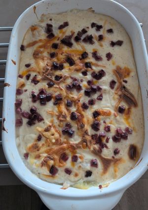 Una foto de Puerros con jamón en Bechamel