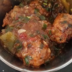 Mix veg manchurian with gravy A picture of Mix veg manchurian with gravy.