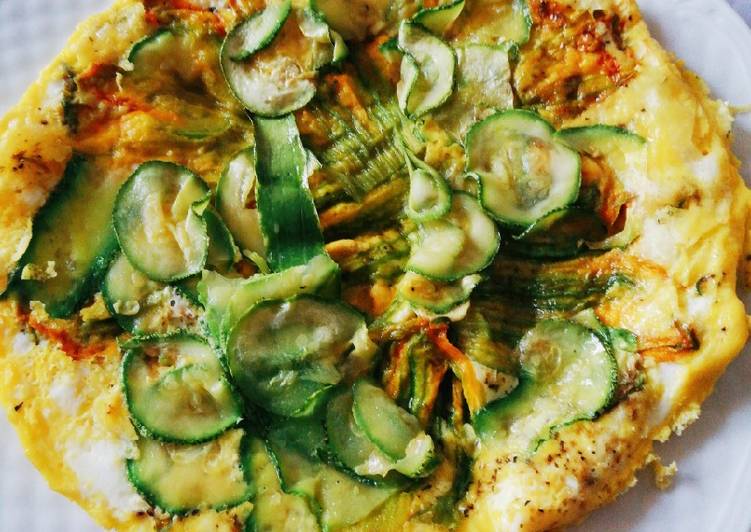 Frittata con fiori di zucca e zucca