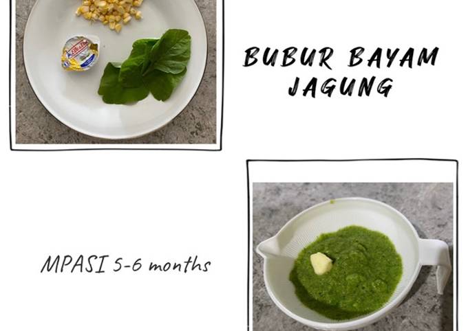 (menu tersimpel) mpasi 5 - 6 bulan : bubur bayam jagung