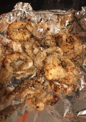 A picture of Baked Squid (pre 15 min, oven 20min).