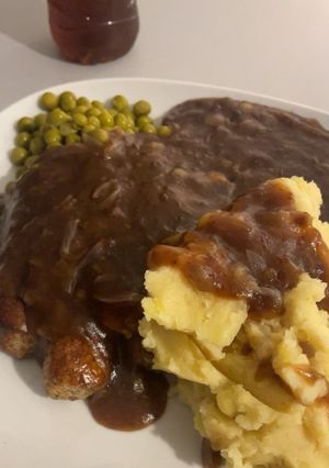 A picture of Sausage, Mash & Gravy Peas.