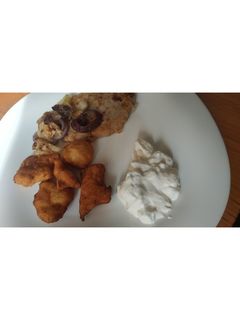 Hagymás karaj krumpli "pogácsával" recept fotója