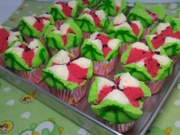 Bagaimana Membuat Bolu kukus mekar semangka pecah no soda no bp. kocok all in one.. Anti Gagal