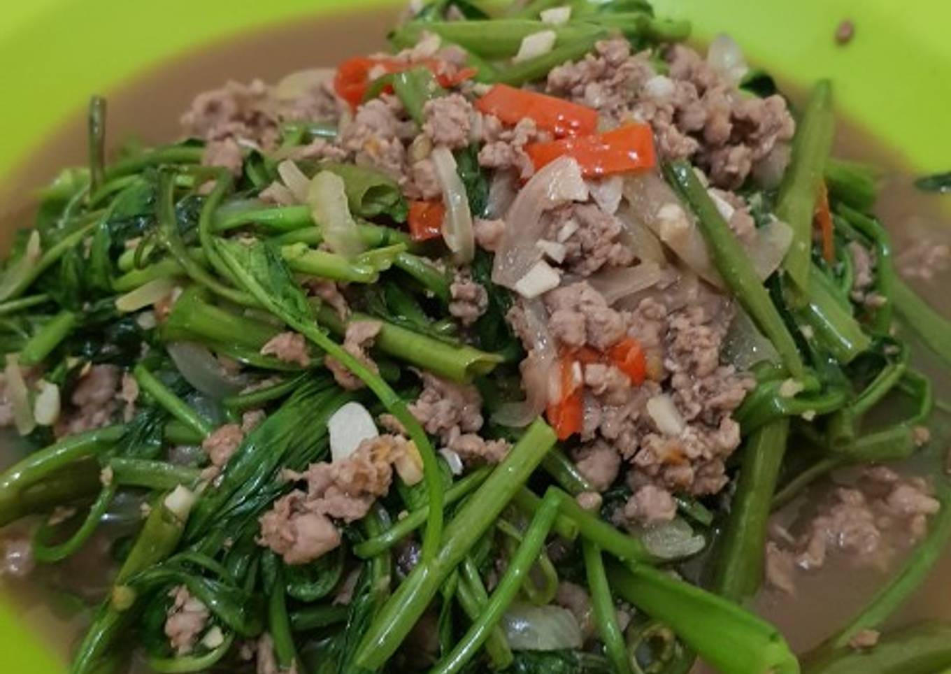 Kangkung cah sapi saus tiram