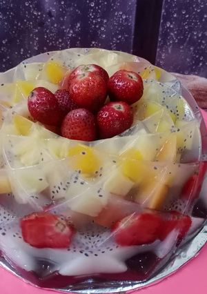 Foto resep Puding buah with premium with vla