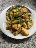 Pollo con berenjena asada