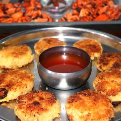 Left over tomato bath patties A picture of Left over tomato bath patties.