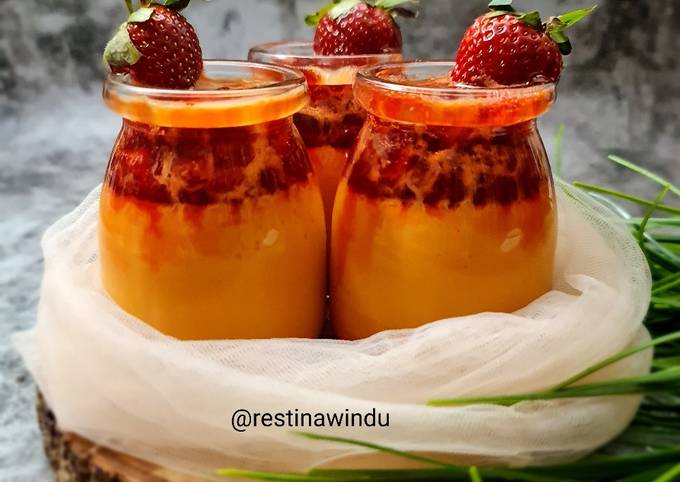 Resep Silky Pudding Caramel Strawberry yang Lezat Sekali