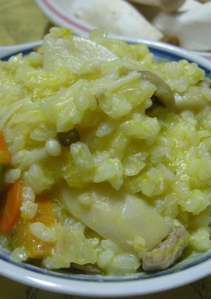 快速南瓜鮮菇燉飯 的食譜成品照片