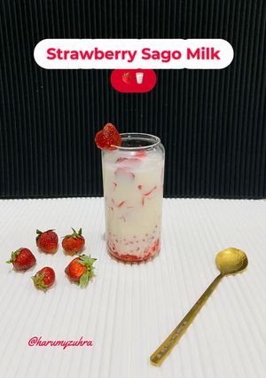 Foto resep Strawberry Sago Milk 🍓♥️