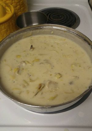 A picture of Oyster and Artichoke soup.