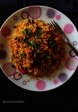A picture of Vegetable dum biriyani.