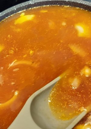 A picture of Becky's chicken tortilla soup.