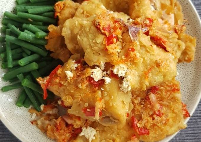 Resep Geprek ayam tahu tempe Anti Gagal