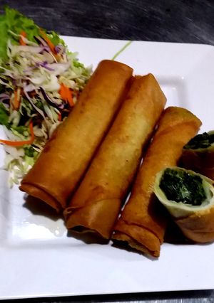 A picture of Spinach and Cheese Spring Rolls.