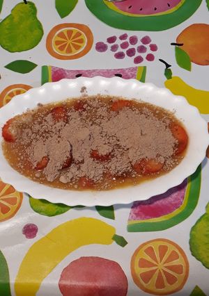 Una foto de Fresas con zumo de naranja y colacao