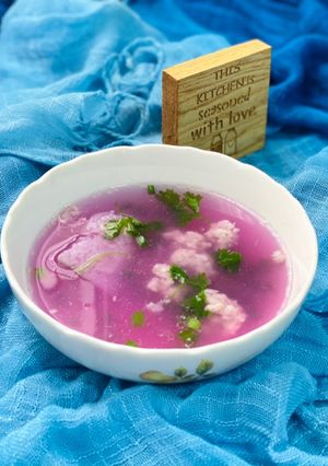 Hình của món Canh Khoai Tím Nấu Thịt Xay.