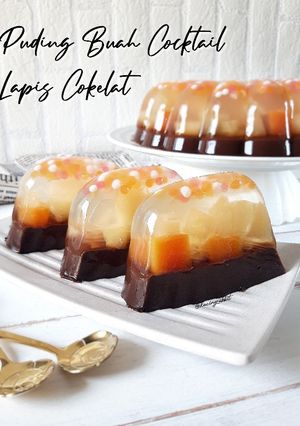 Foto resep Puding Buah Cocktail Lapis Cokelat