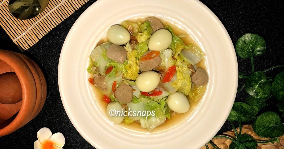 Resep Tumis Sawi Putih Baso Telur Puyuh Oleh Enik Sulistyawati Cookpad