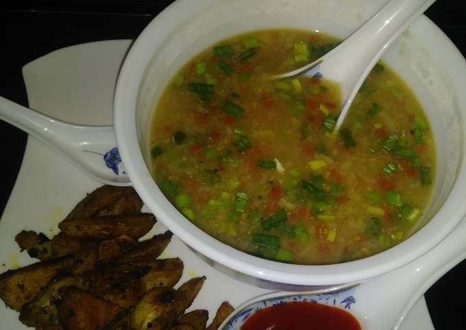 Recipe of Super Quick Homemade Sweet corn veg soup with roasted potatoes