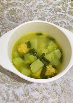 Foto resep Sup labu siam ayam kuah santan kuning mpasi 1+