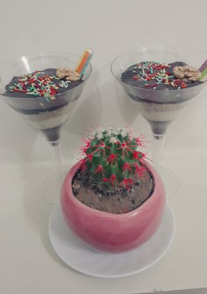 عکسی از دستور پودینگ شکلاتی و وانیلی