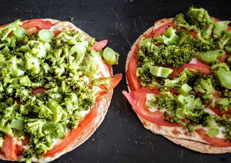 Pizza de Rap10 integral com tomate e brócolis Receita por Marlene