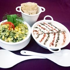 A picture of Corn Spinach Dill Pulao.