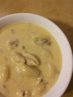 A picture of Beefy Mac & Cheese Soup.