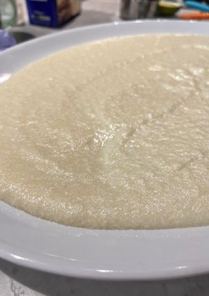 A picture of Ashta for dessert (sweet Lebanese clotted cream).