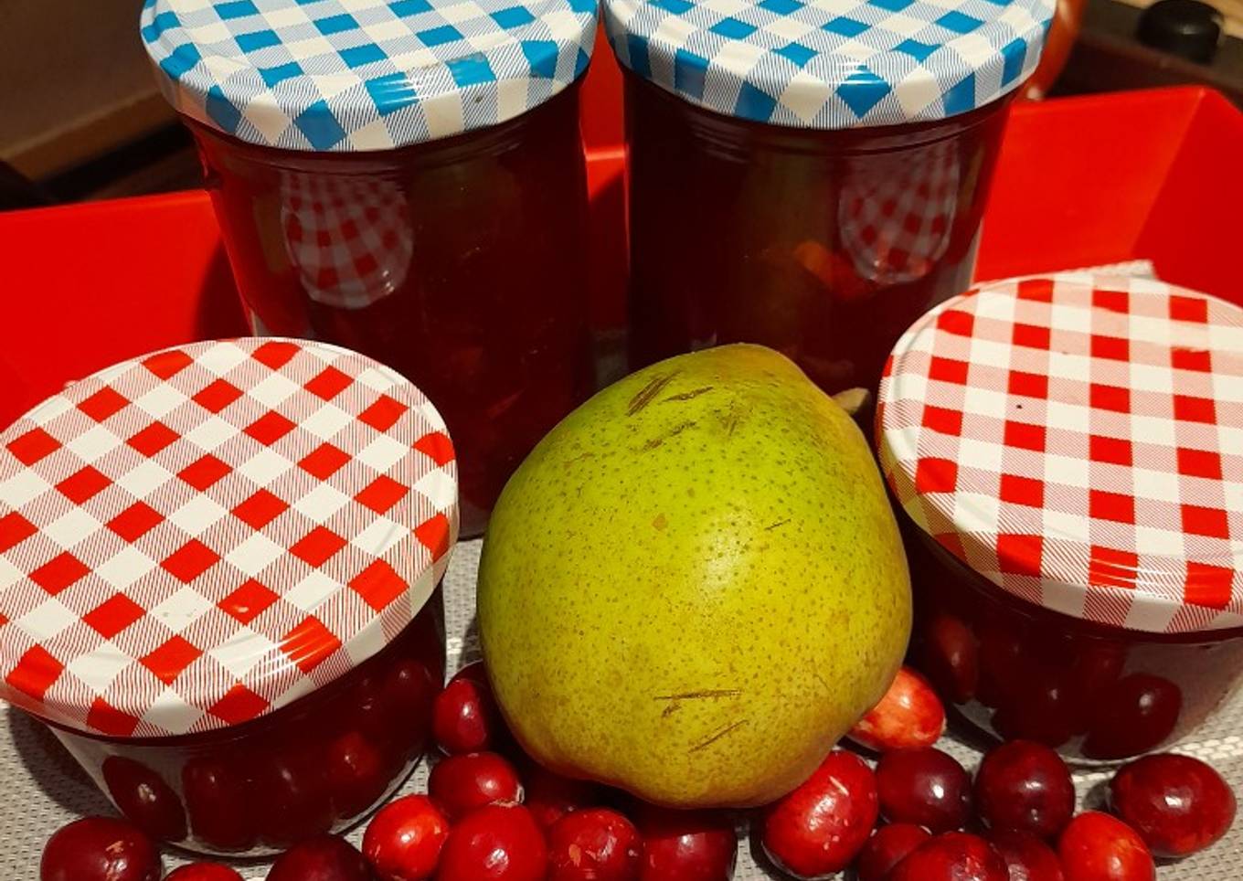 Belgian pear and cranberry compote