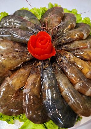 Hình của món Tôm Sú Hấp Bia.